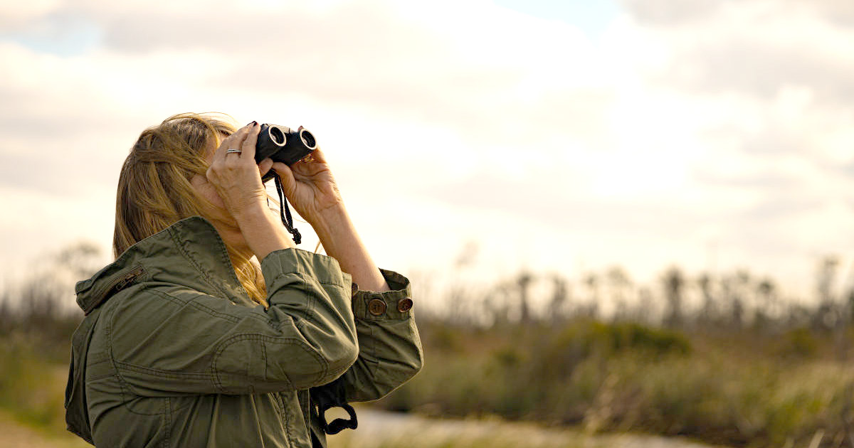 woman bird watching