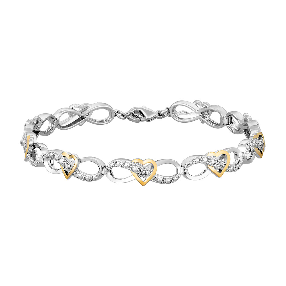Diamond Heart Infinity Link Two-Tone Bracelet