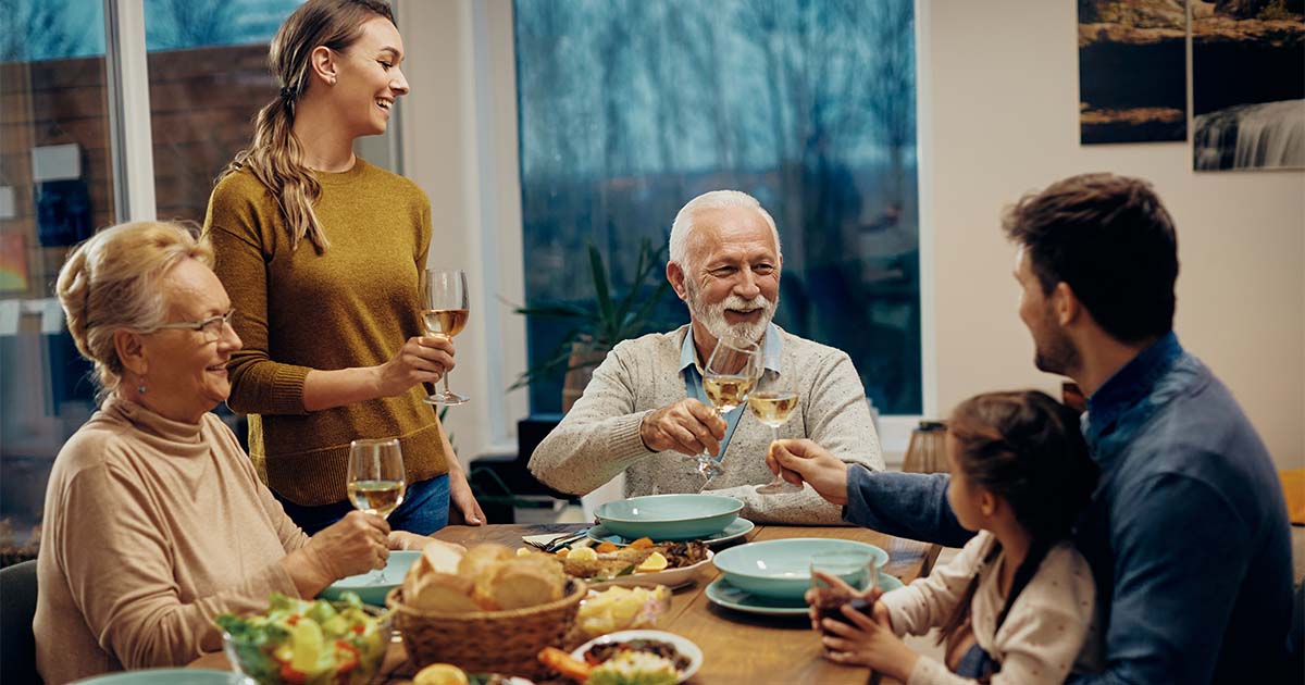 family eating dinner