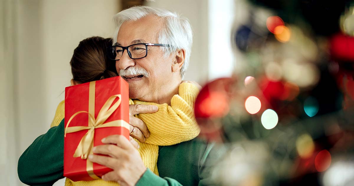 Grandparent receiving a gift