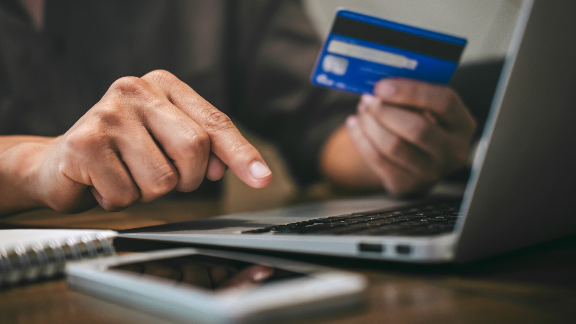 Shopper reviewing product information before placing an online order
