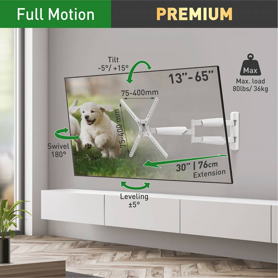 Barkan テレビ壁マウント　36kgまで/13-65インチ Amazon | Barkan テレビ壁マウント 13~65インチ フルモーション