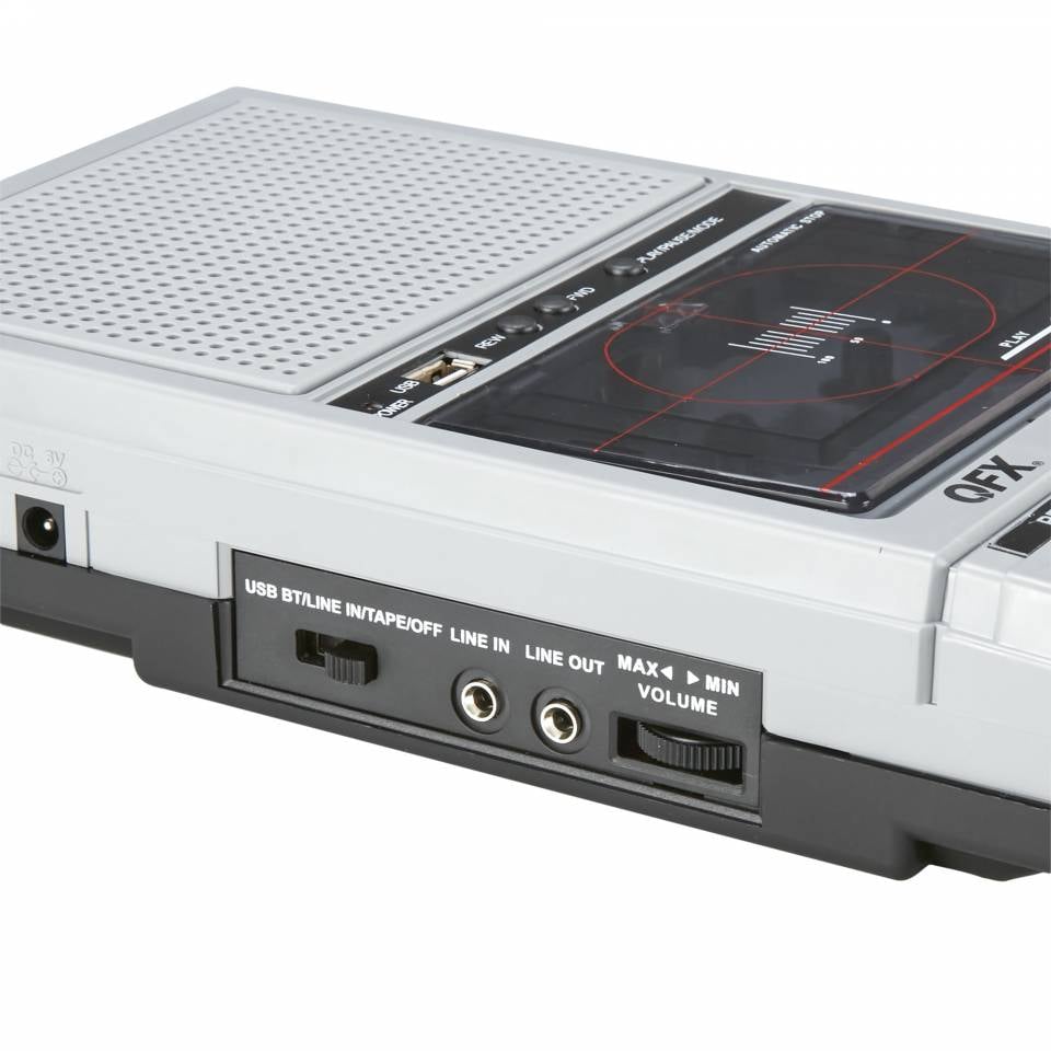 QFX - Cassette Player and Recorder with Bluetooth and USB - Silver