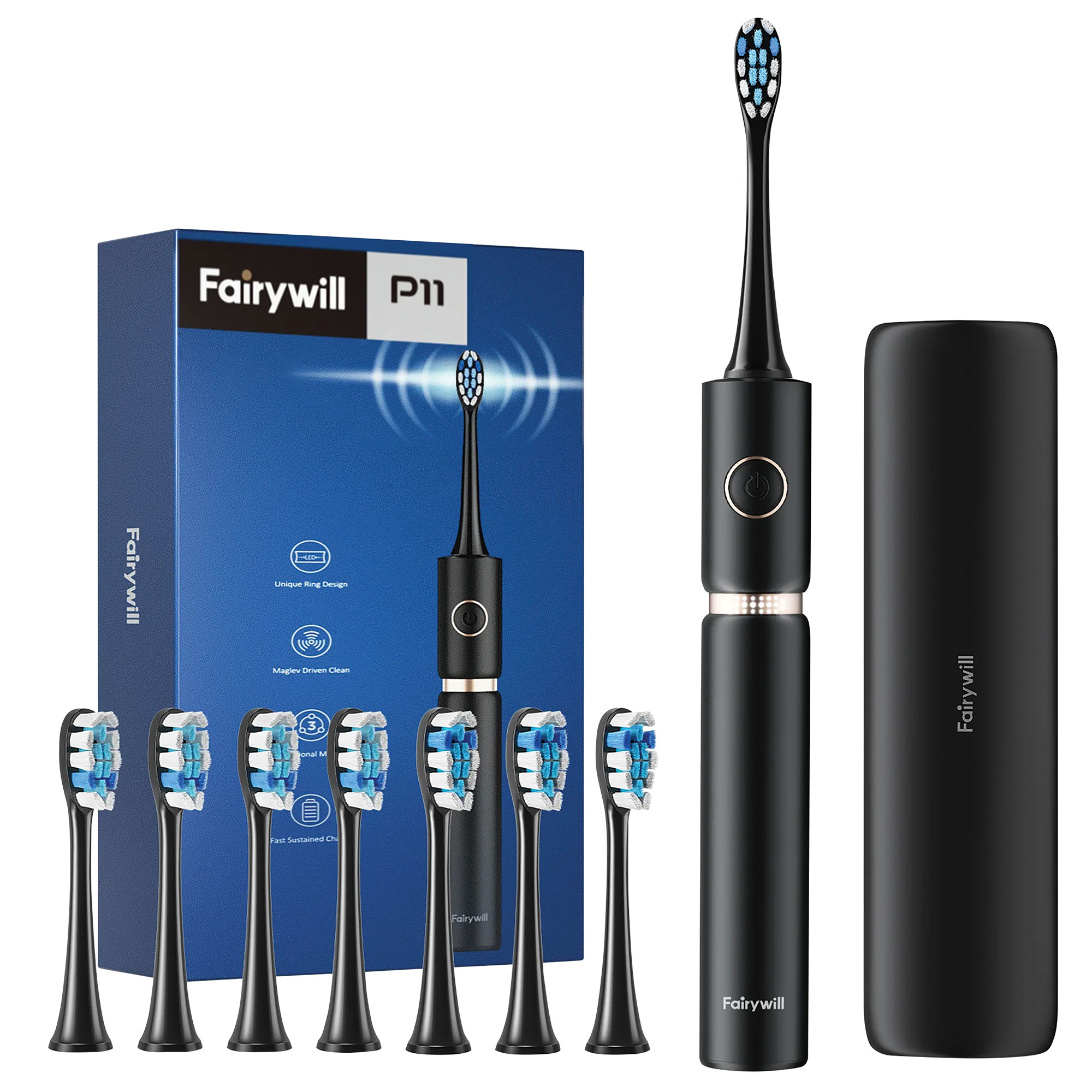 Fairywill Sonic Toothbrush & 8 Brush Heads