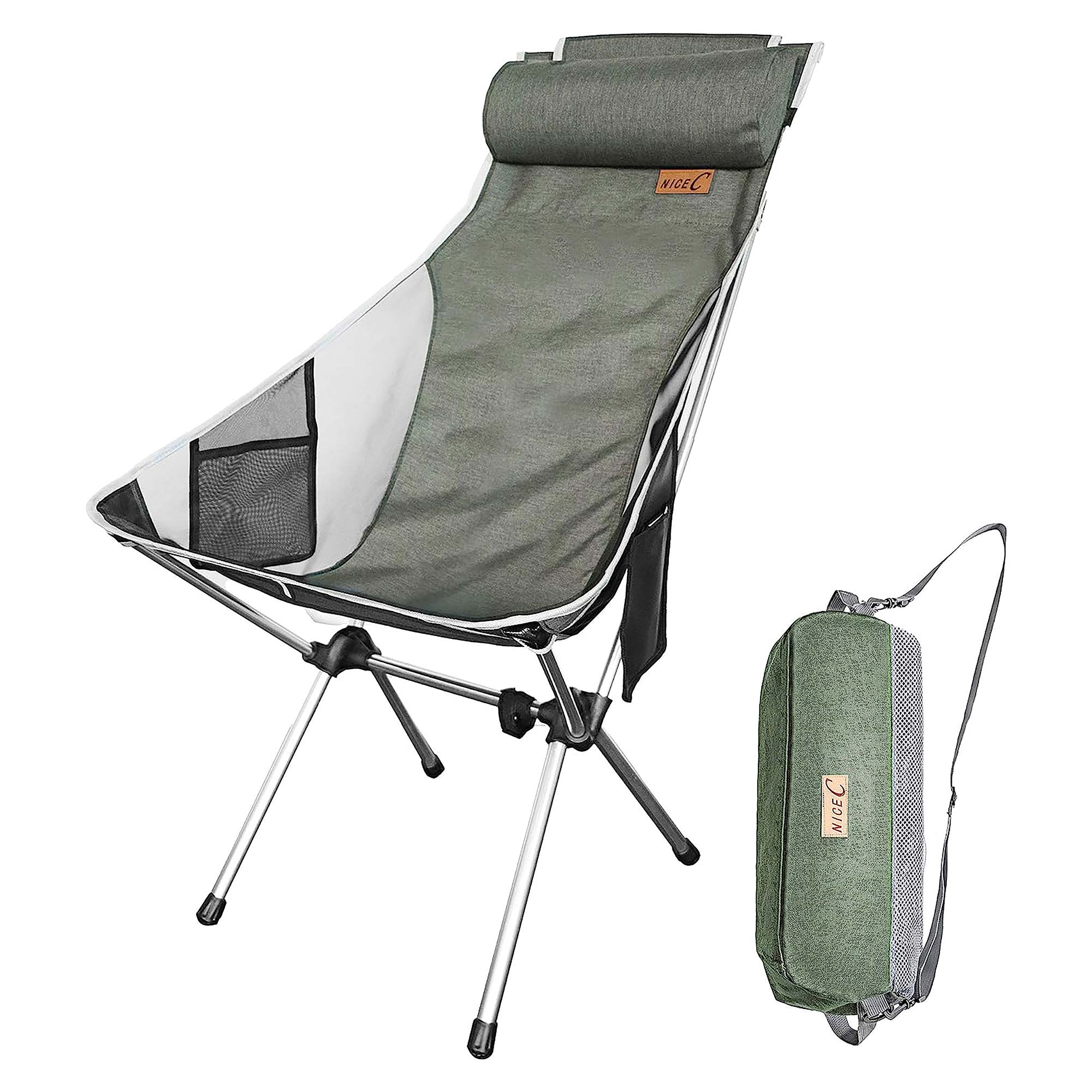 Green Folding High-Back Camping Chair