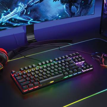87-Key Light Up Gaming Keyboard - 27 Backlit Rainbow Modes