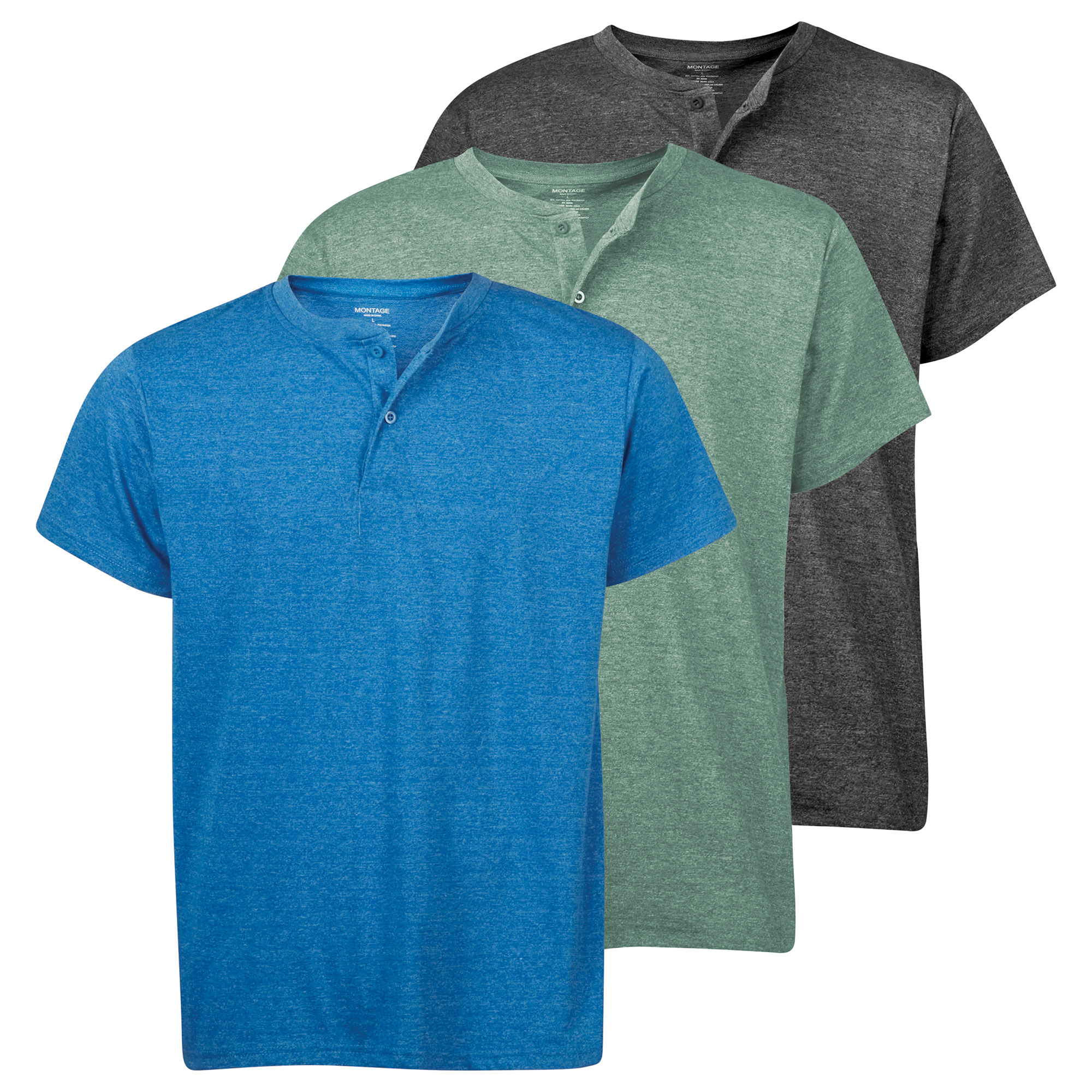 Montage Men's Short-Sleeve Henley - 3 Pack