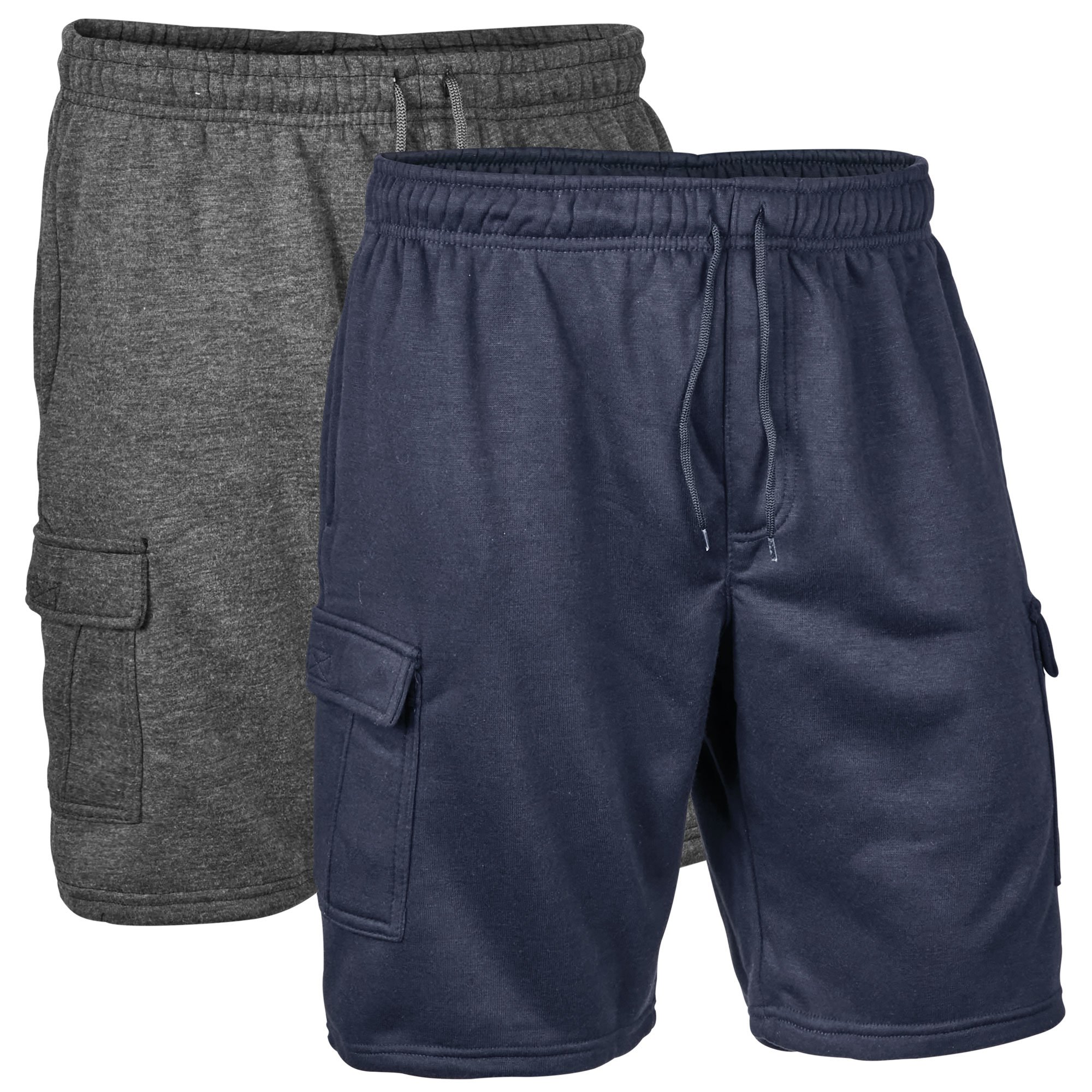Fleece Cargo Shorts 2 Pack - Navy/Charcoal
