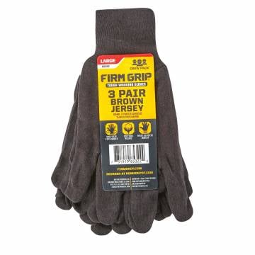 Brown Jersey Work Gloves - 3 Pack