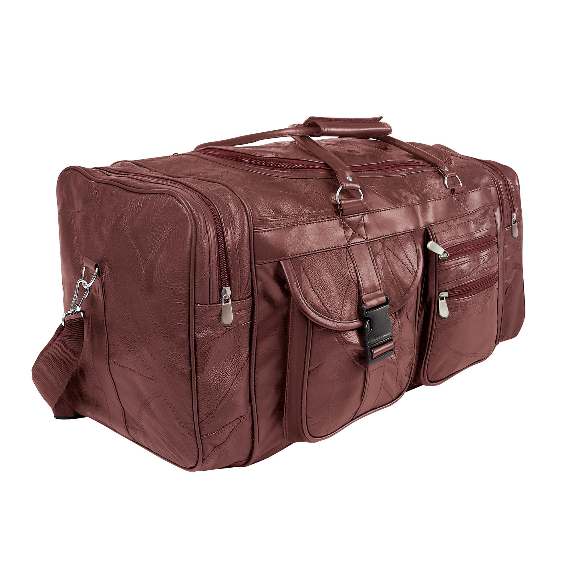 Vintage Leather Duffel-Burgundy