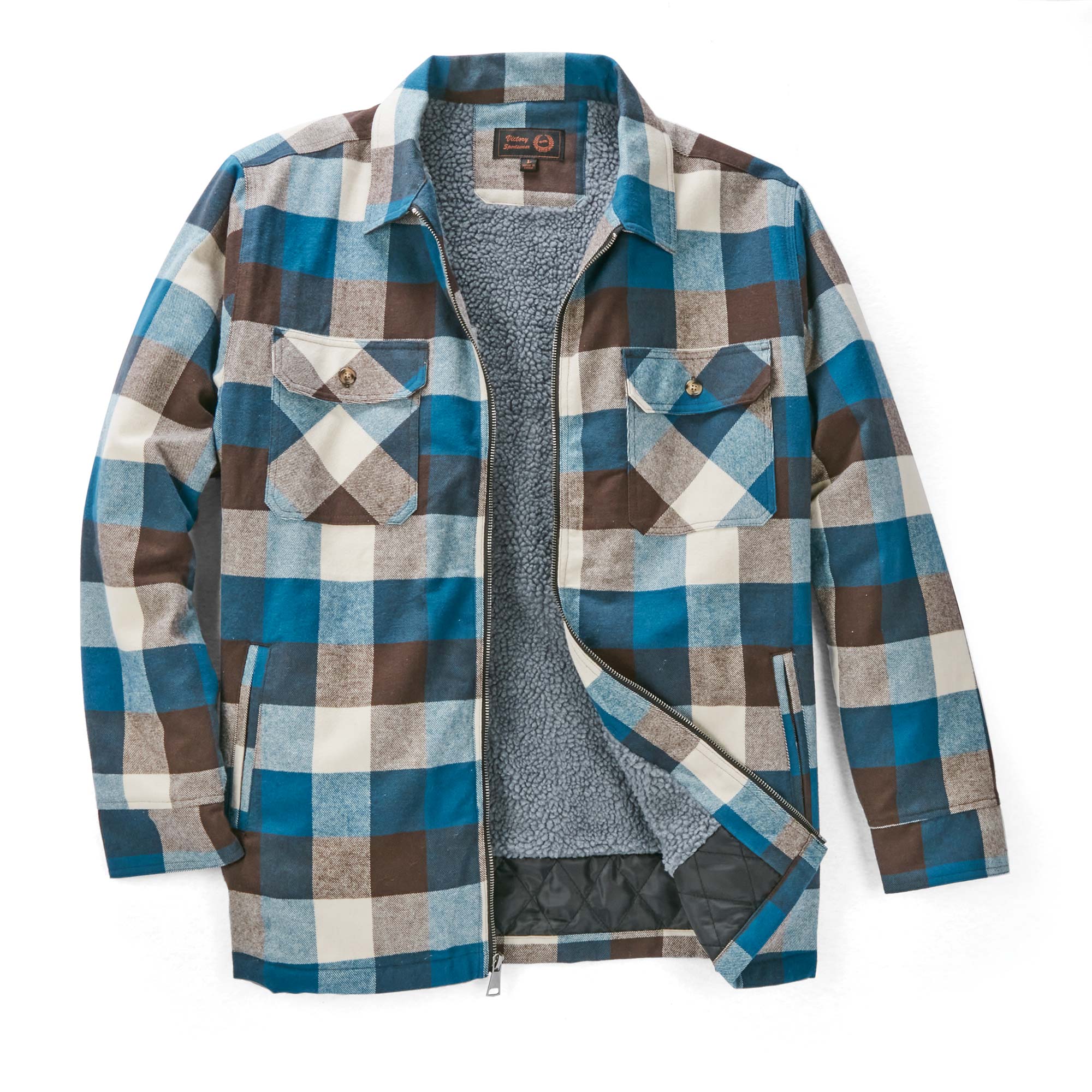 Men's Sherpa-Lined Blue Flannel
