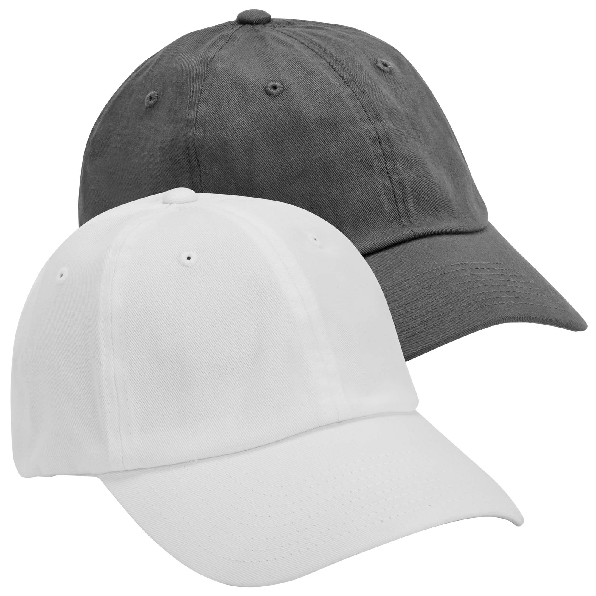 FlexFit Cotton Twill Cap - 2 Pack Small/Medium White/Grey