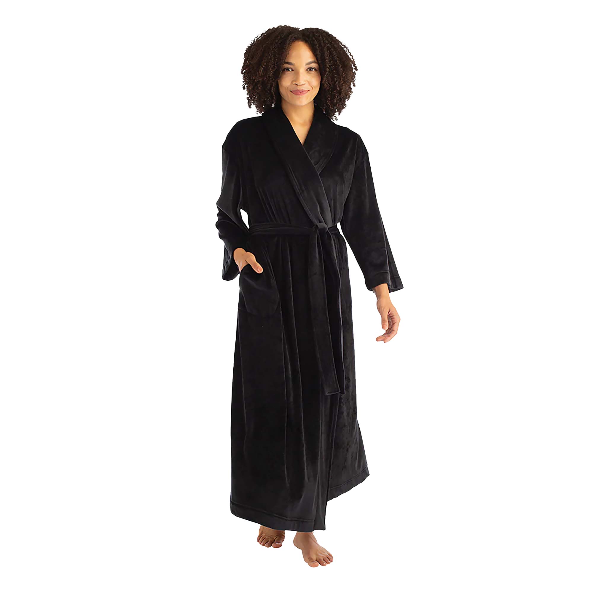 Softies Velour Shawl Robe - Black