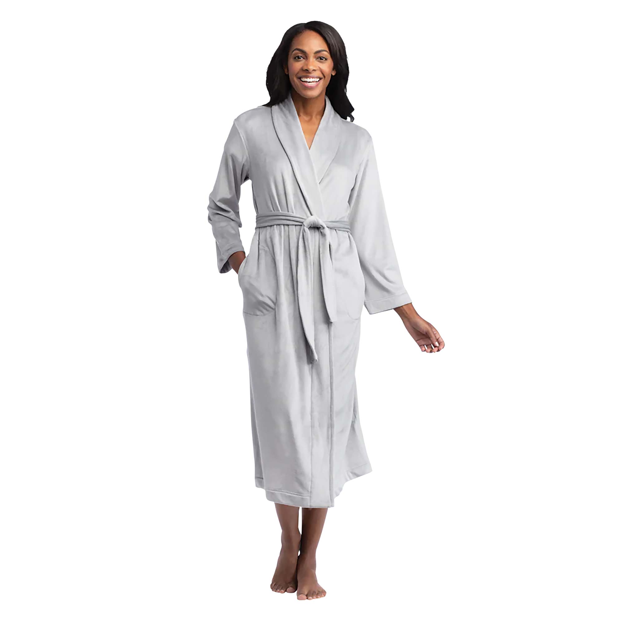 Softies Velour Shawl Robe - Grey
