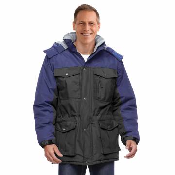 Men's Multi-Pocket Parka - Black/Navy