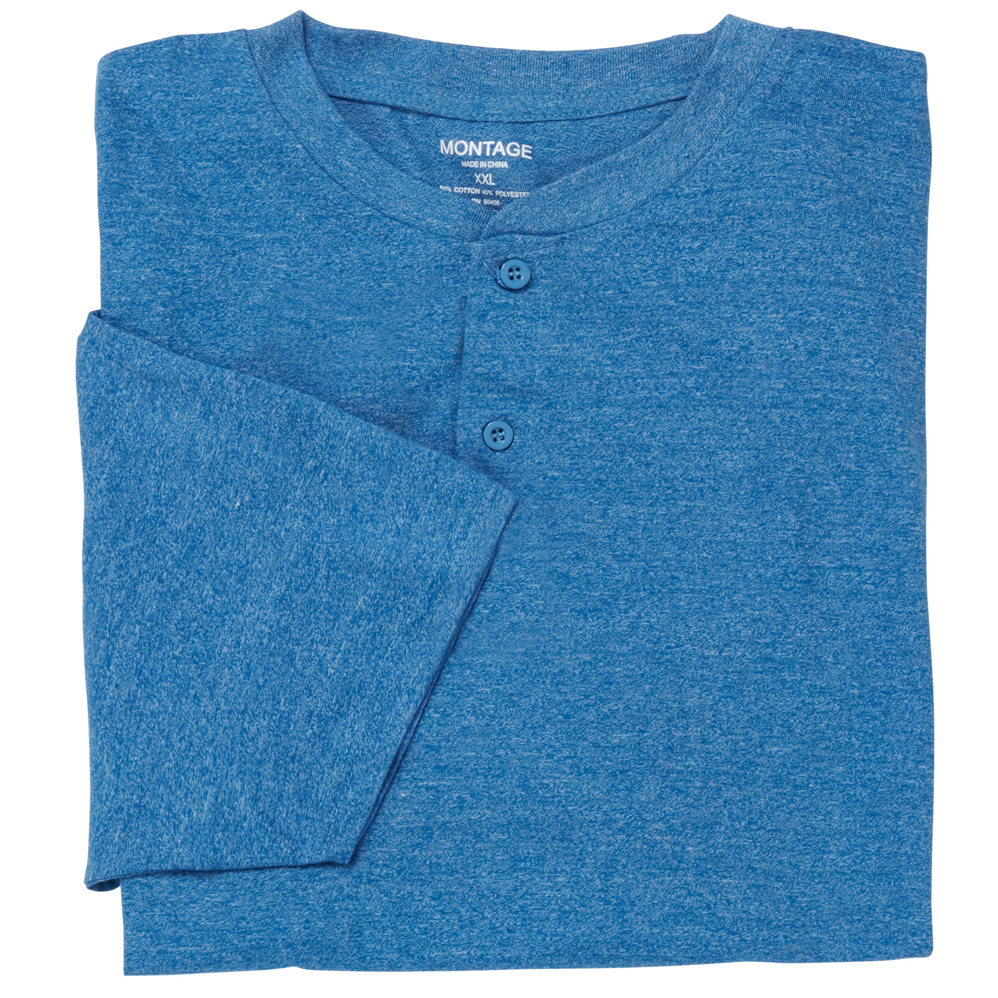 Montage Men's Short-Sleeve Henley - Blue XXL