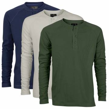 Men's Classic Henley Shirts - 3 Pack