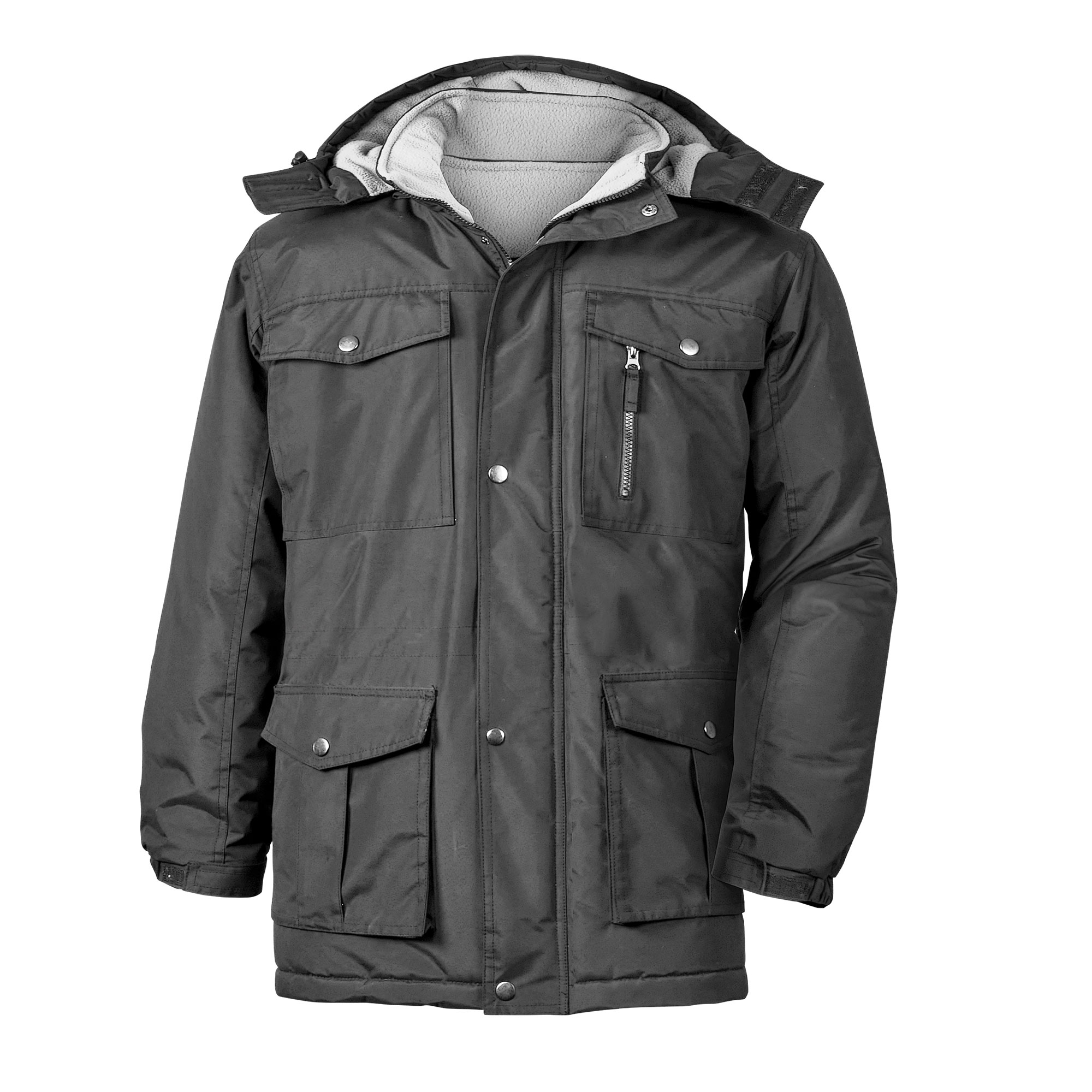 Men's Black Multi-Pocket Parka