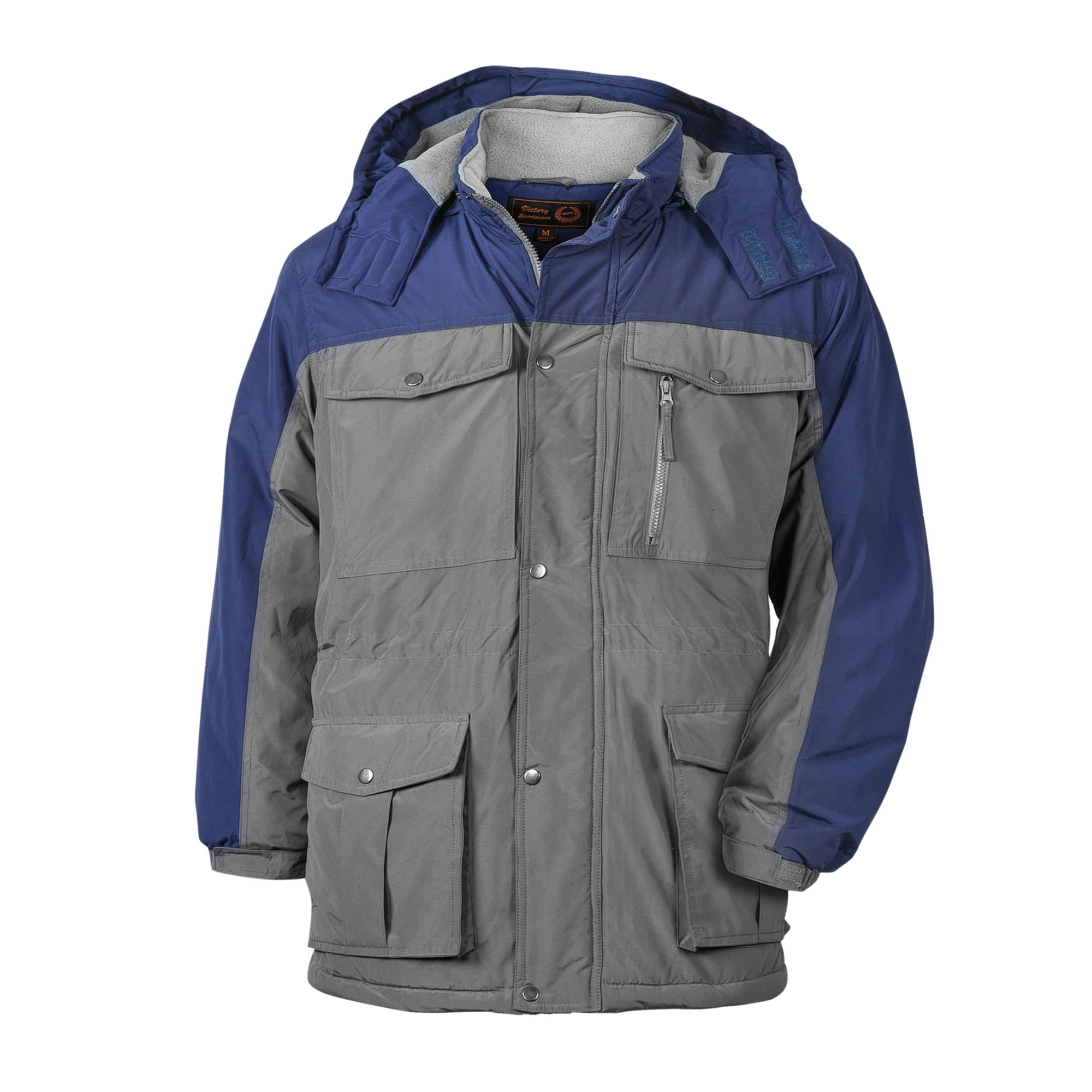 Men's Multi-Pocket Parka - Steel/Navy