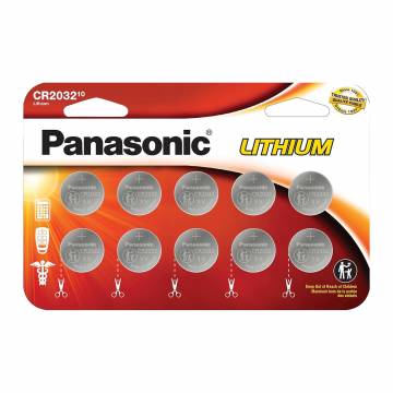 Panasonic CR2032 Lithium Coin Cells - 10 Pack