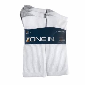 Zone-In White Crew Socks - 5 Pack