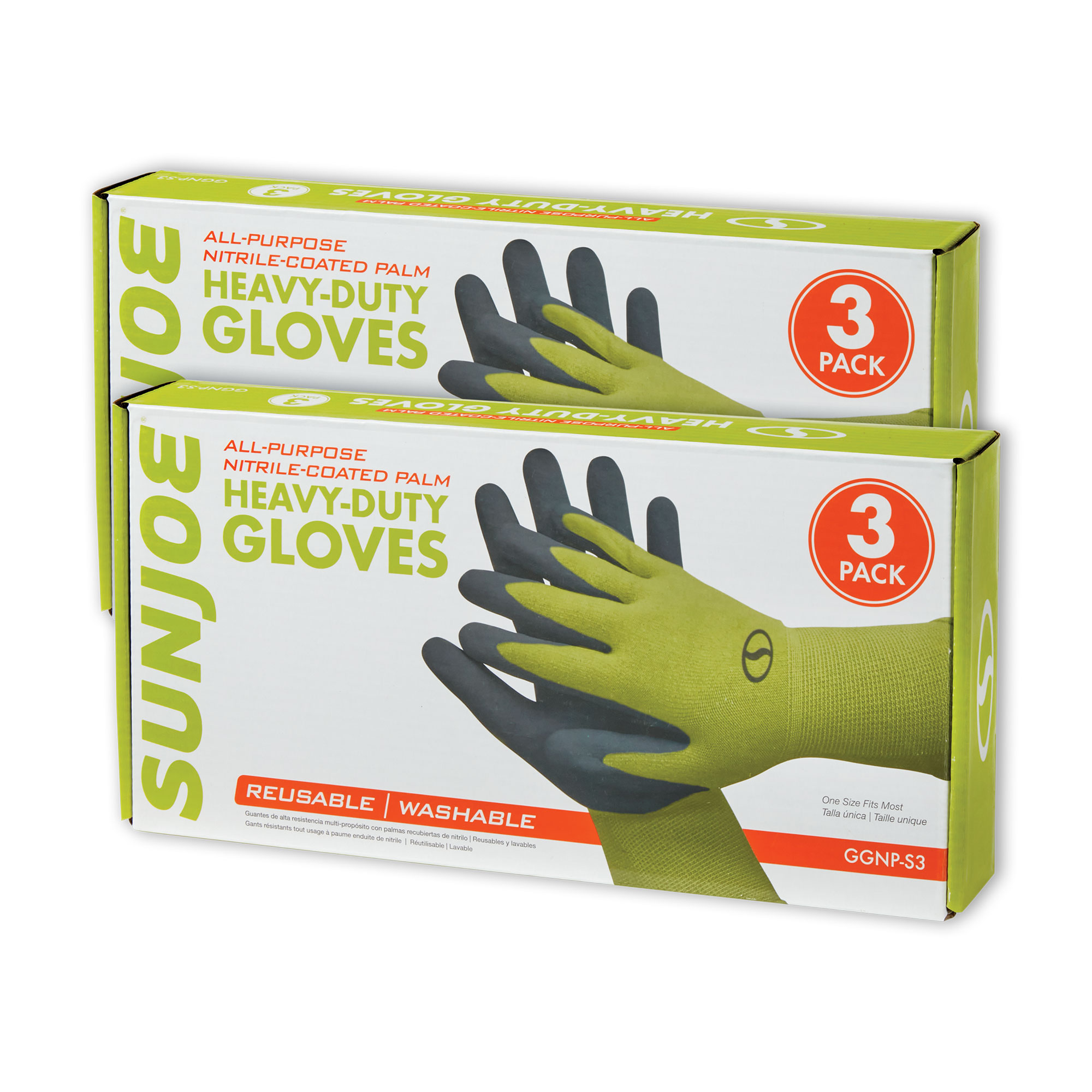Sun Joe Nitrile Garden Gloves 6 Pack