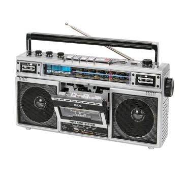 Rechargeable Retro Cassette Radio - Silver