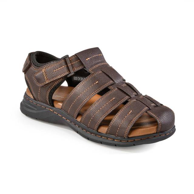 Lands End Mens Brown Leather‎ Fisherman Sandals Cork Footbed 13D Discontinued Born Resnor Fisherman Sandals Mens Size 10 Brown Leather  main image 2