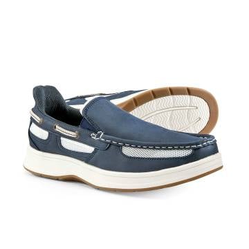 Island Surf EZ Deck Boat Shoes for Men, Casual Slip On Footwear - Navy
