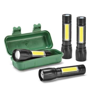 LED Rechargeable Flashlights w/ Storage Case, Emergency & Camping Gear - 4 Pack