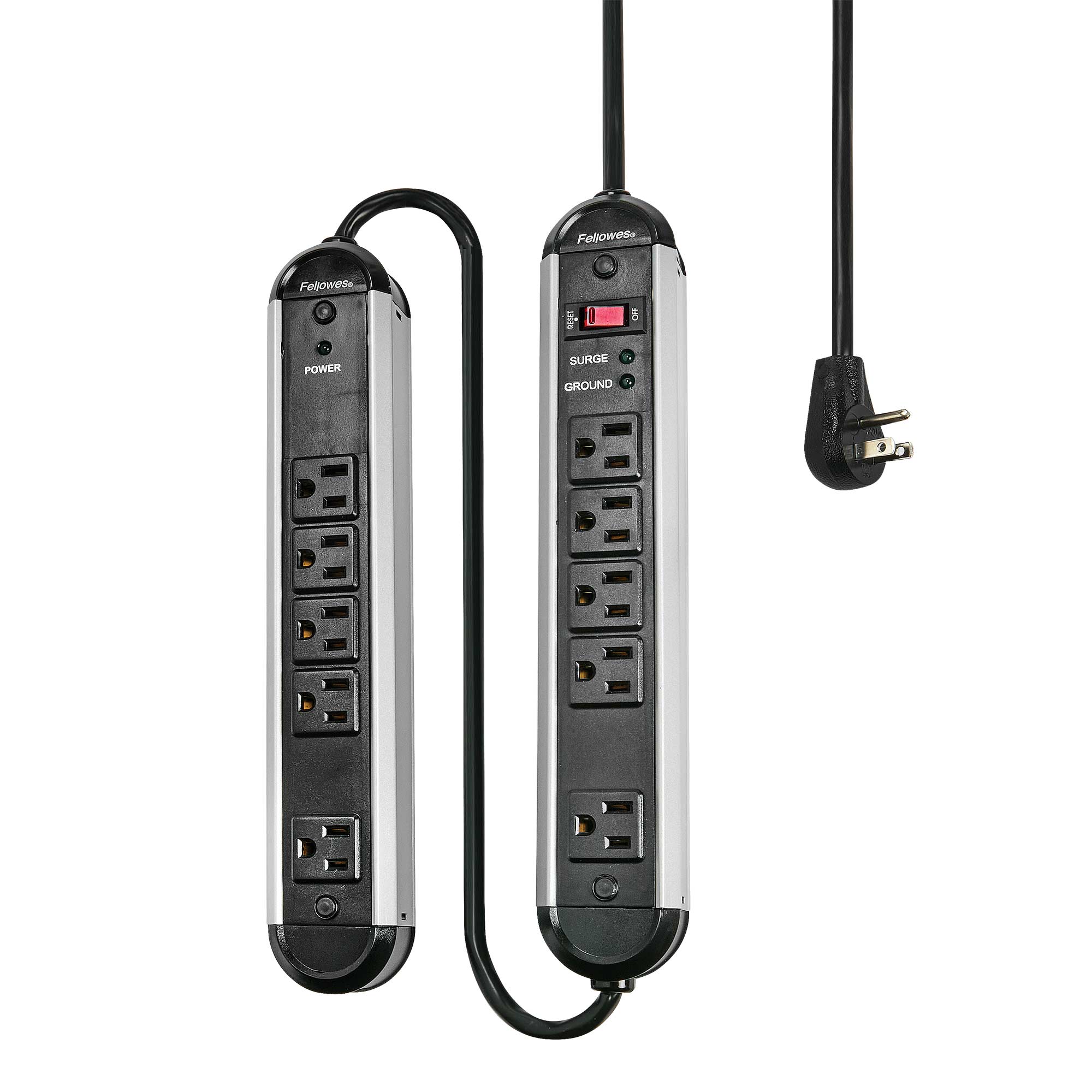 Fellowes 10-Outlet Split Power Surge Protector Multi Power Outlet Extension Cord
