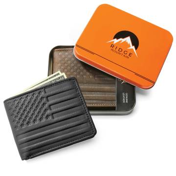 USA Leather Wallet Card Holder for Men, Patriotic Gifts for Him 2 Pack
