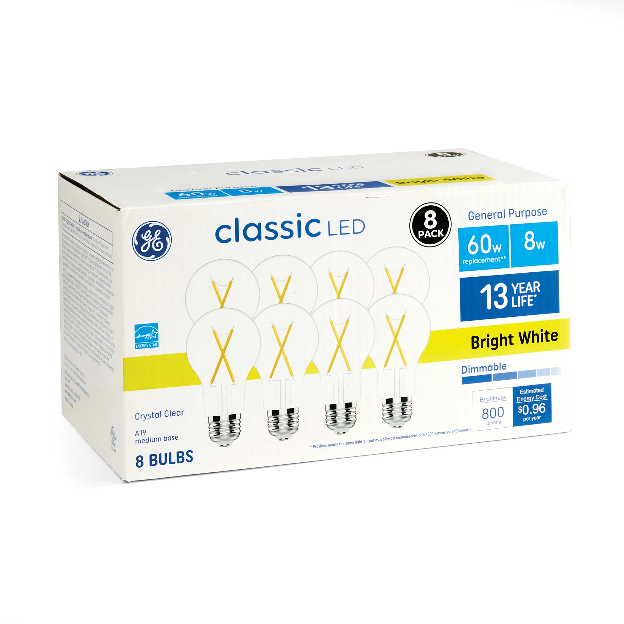 GE Classic 60-Watt LED Bulbs - 8 Pack