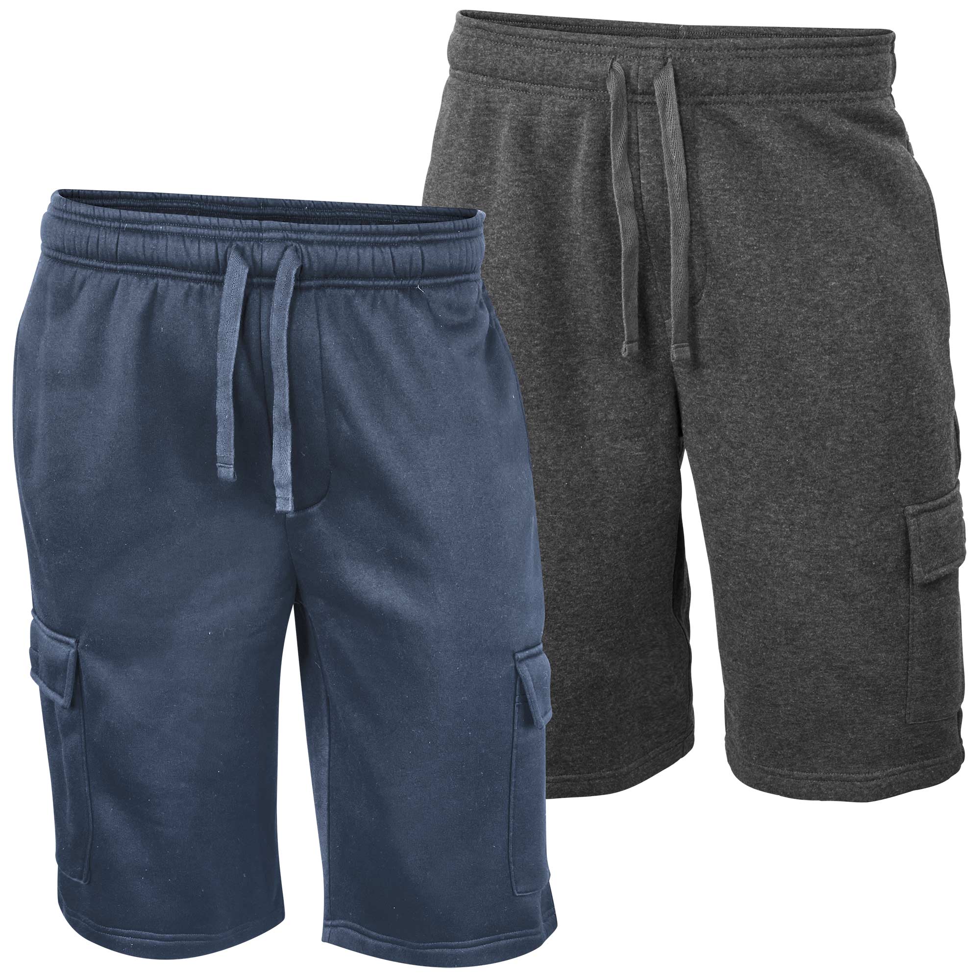 Fleece Cargo Shorts - 2 Pack Navy/Charcoal