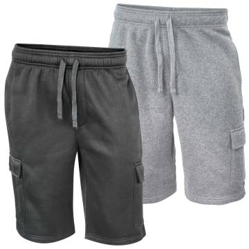 Fleece Cargo Shorts - 2 Pack Black/Grey
