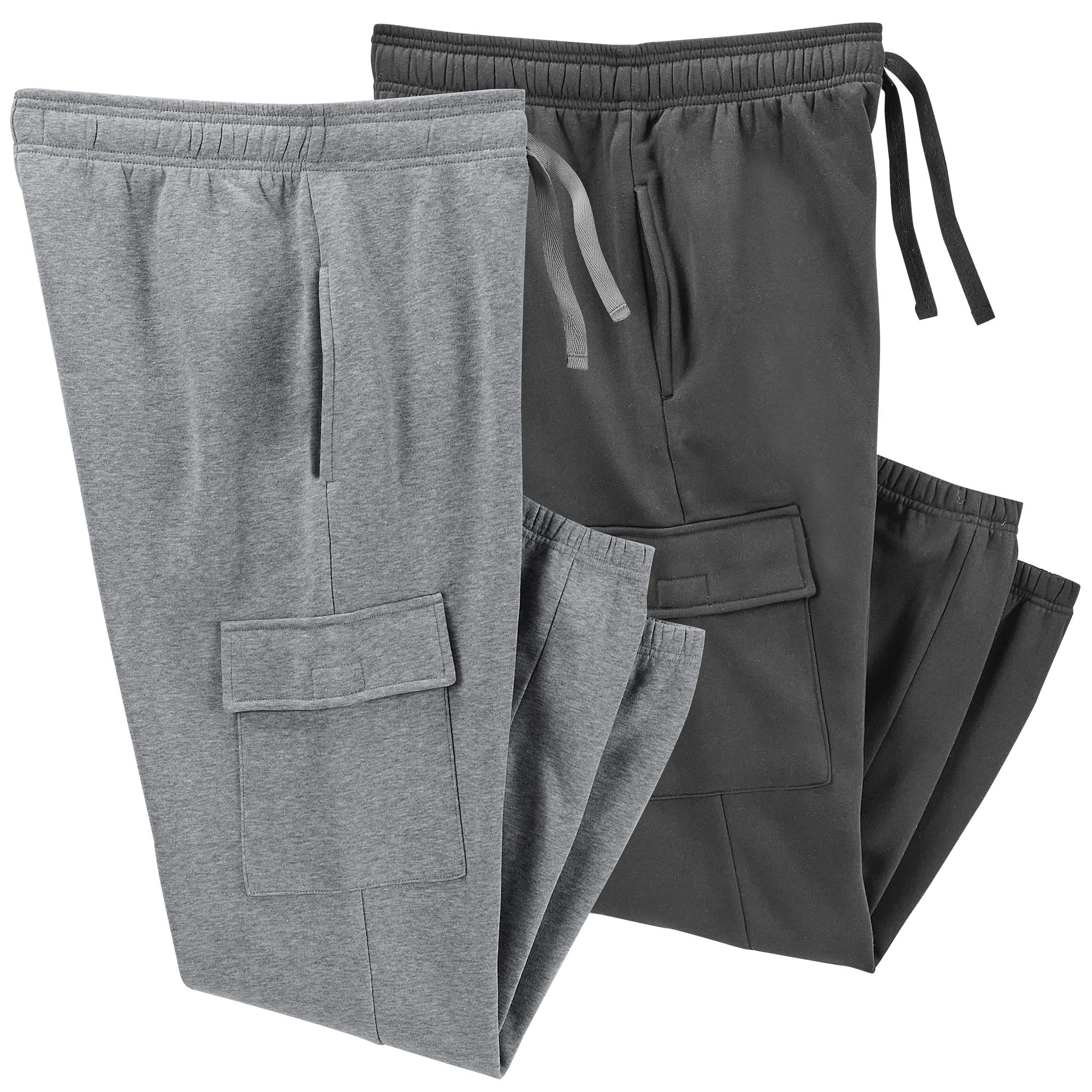 Fleece Cargo Pants - 2 Pack Black/Grey