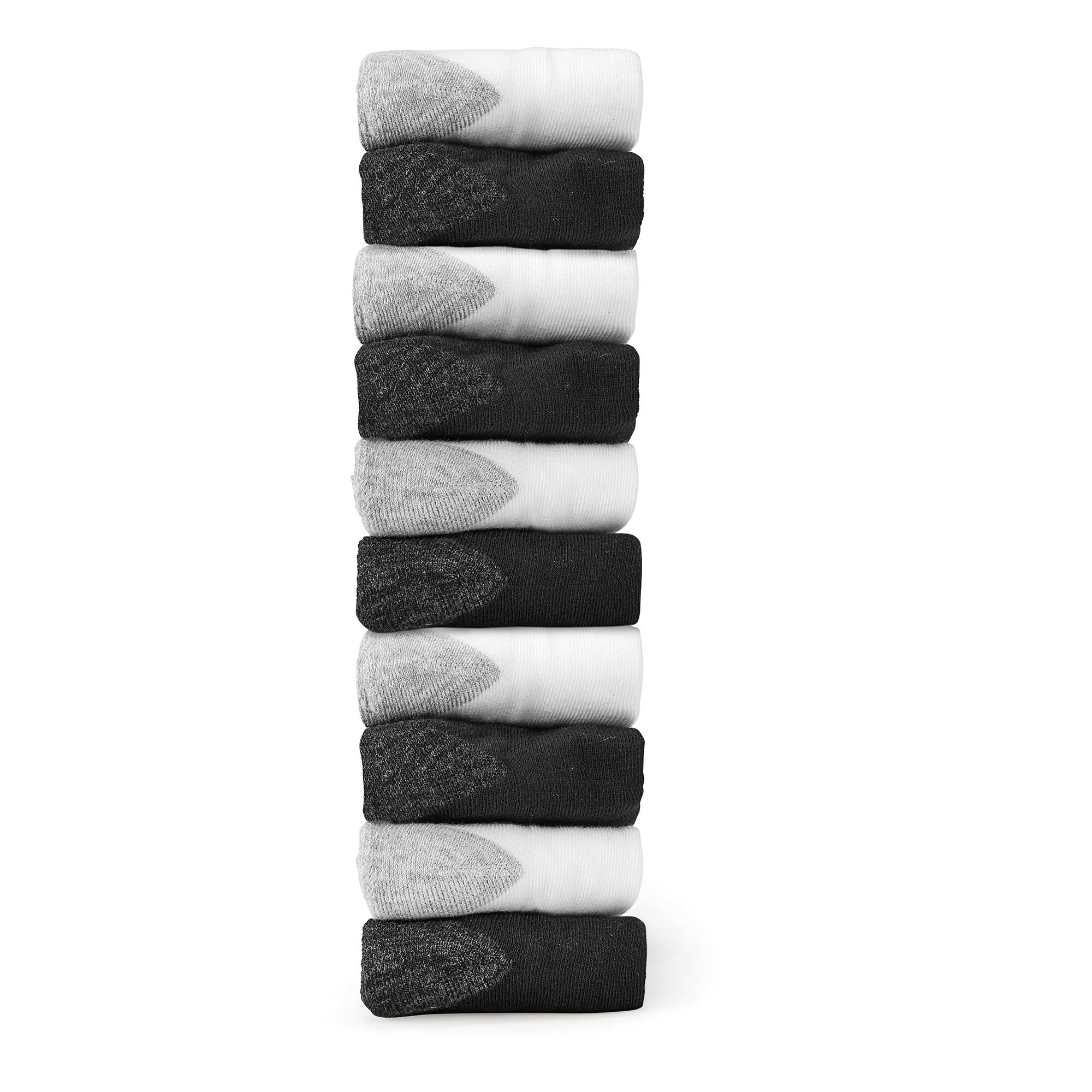 Cushioned Crew Socks - 20 Pack White/Black