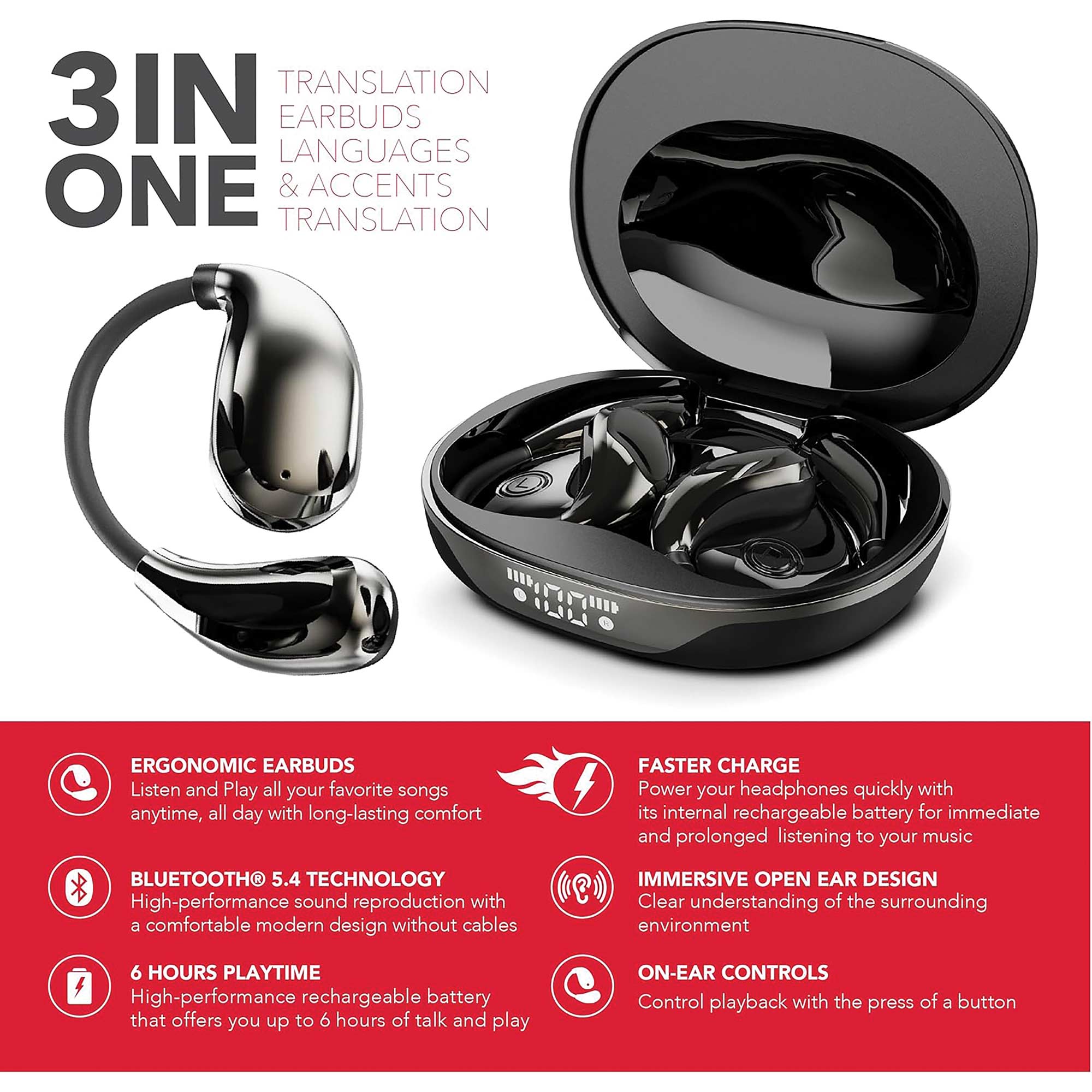 RCA 3-in-1 Translating Earbuds
