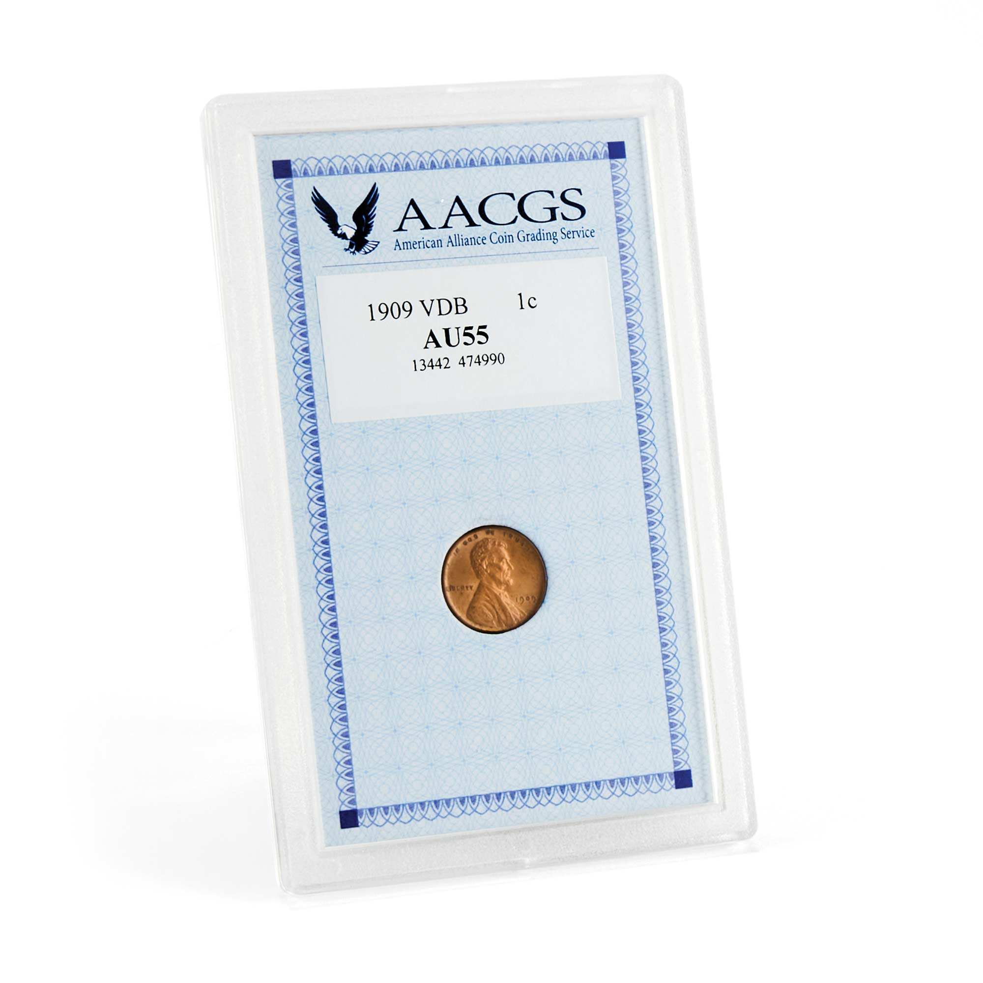 1909 VDB Penny - Graded AU55