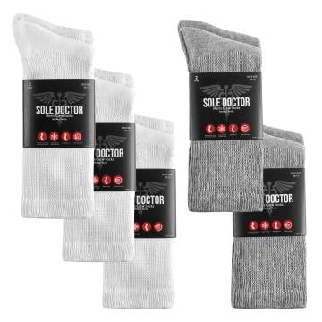 Sole Dr Diabetic Socks - 10 Pack White/Grey