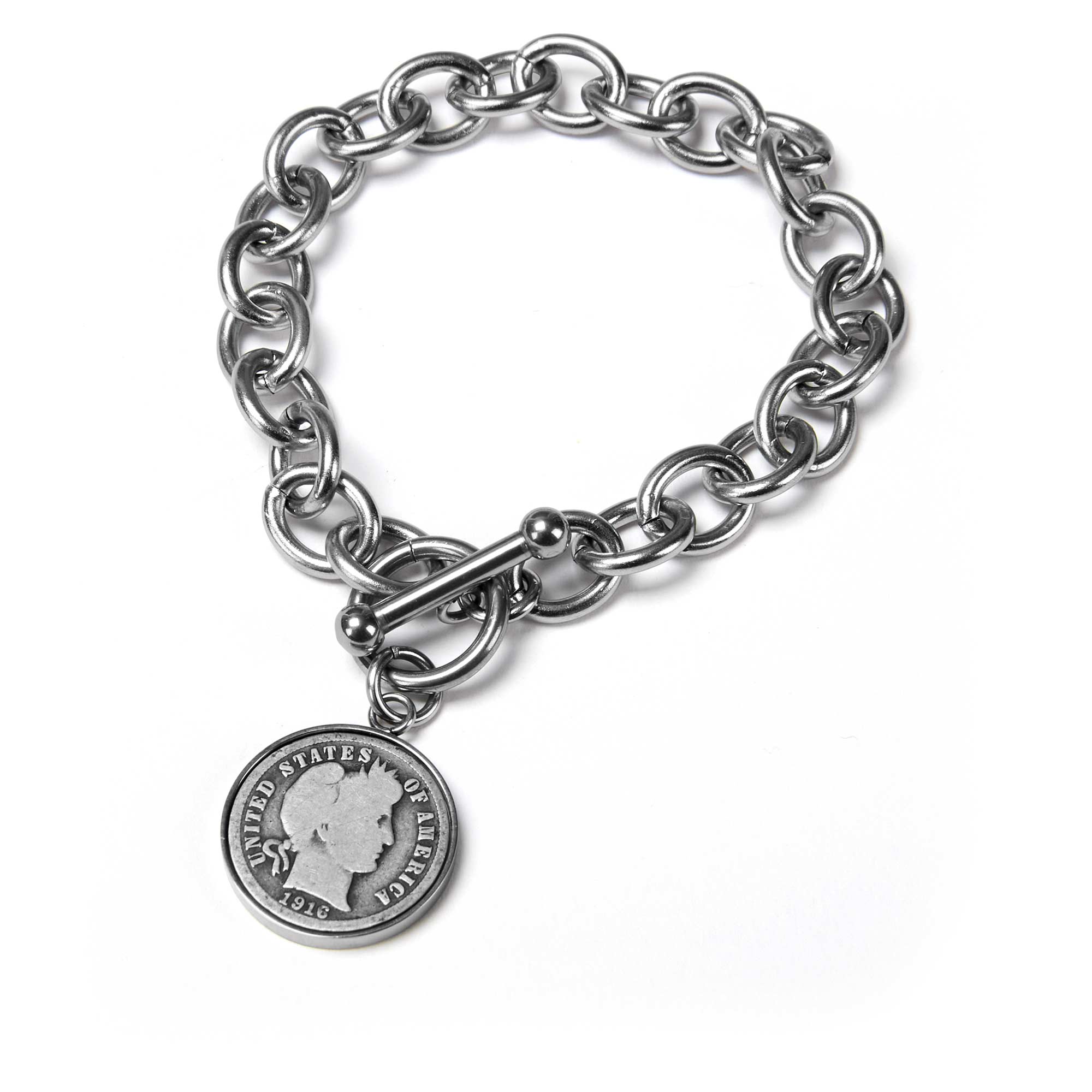 Barber Silver Dime Toggle Bracelet