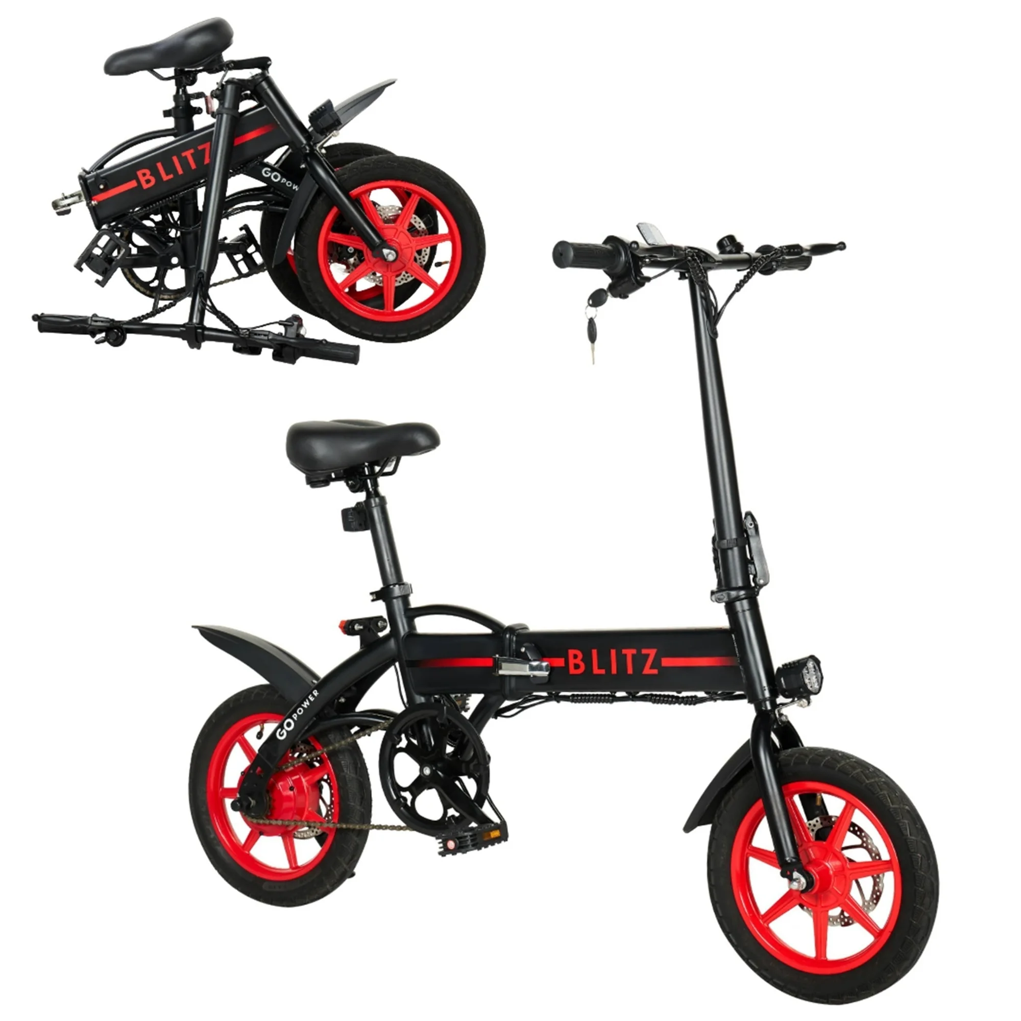 GoBlitz Folding Electric Bike - Black