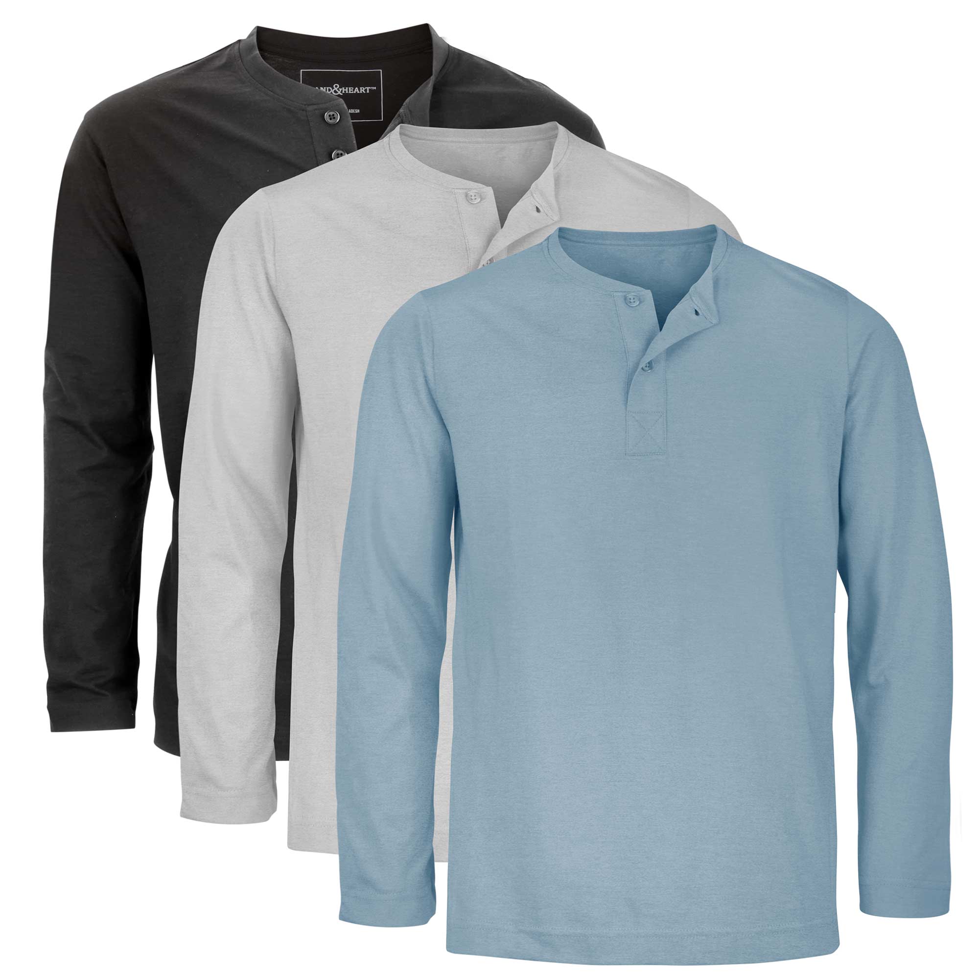Land&Heart Light LS Henley - 3 Pack B/G/B