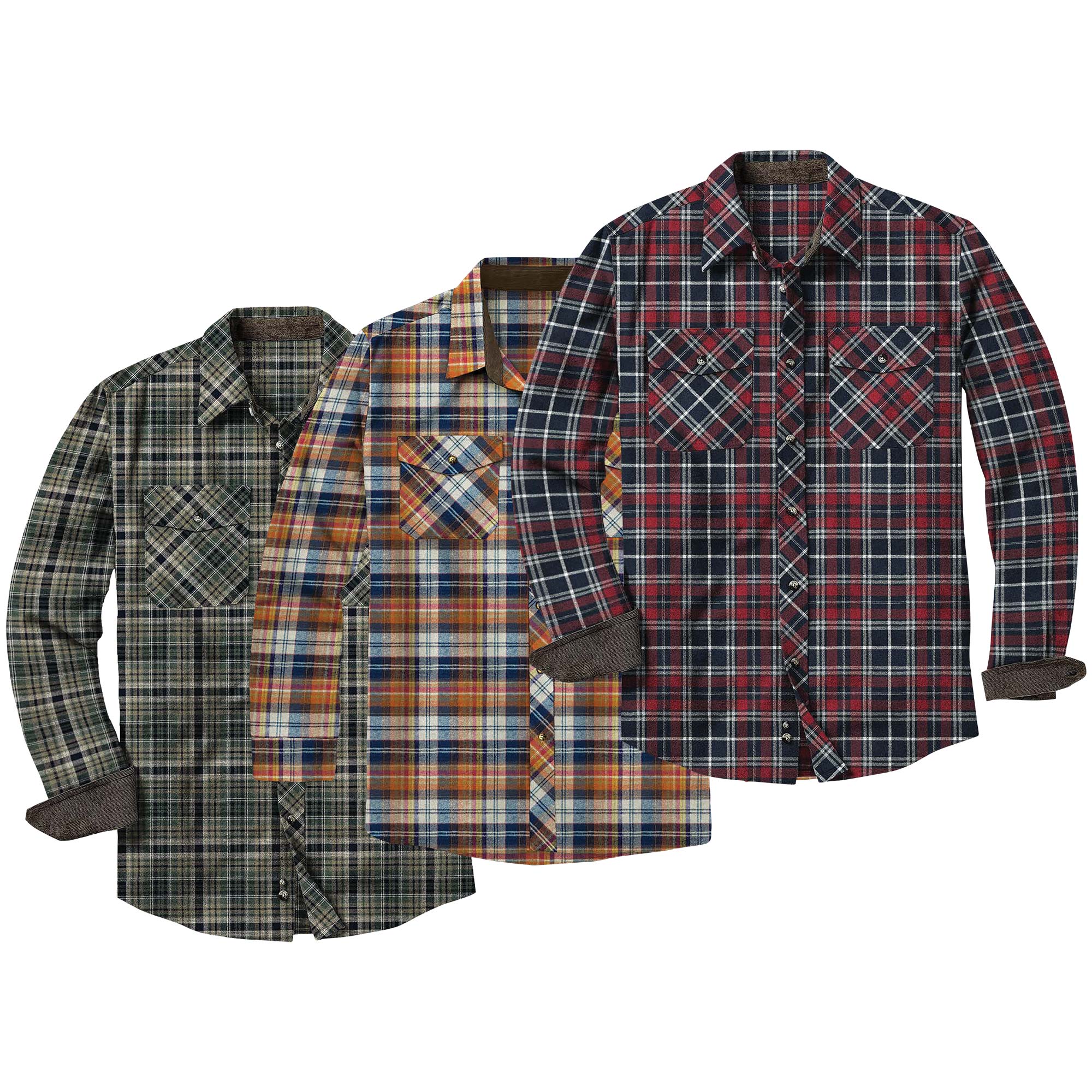 Men's Flannels - 3 Pack N/G/H