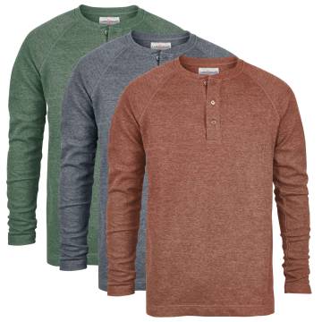 Land&amp;Heart Men's Henleys - 3 Pack Carbon/Cambridge/Ivy
