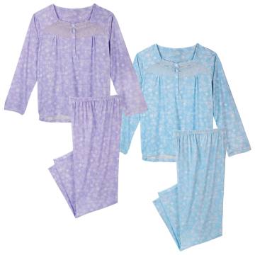 Ladies 2-Piece Pajamas - 2 Pack Purple/Blue