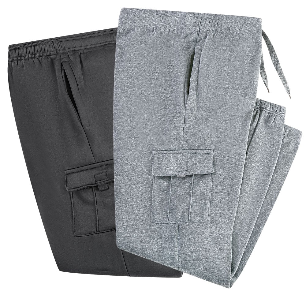 Fleece Cargo Pants - 2 Pack Black/Grey