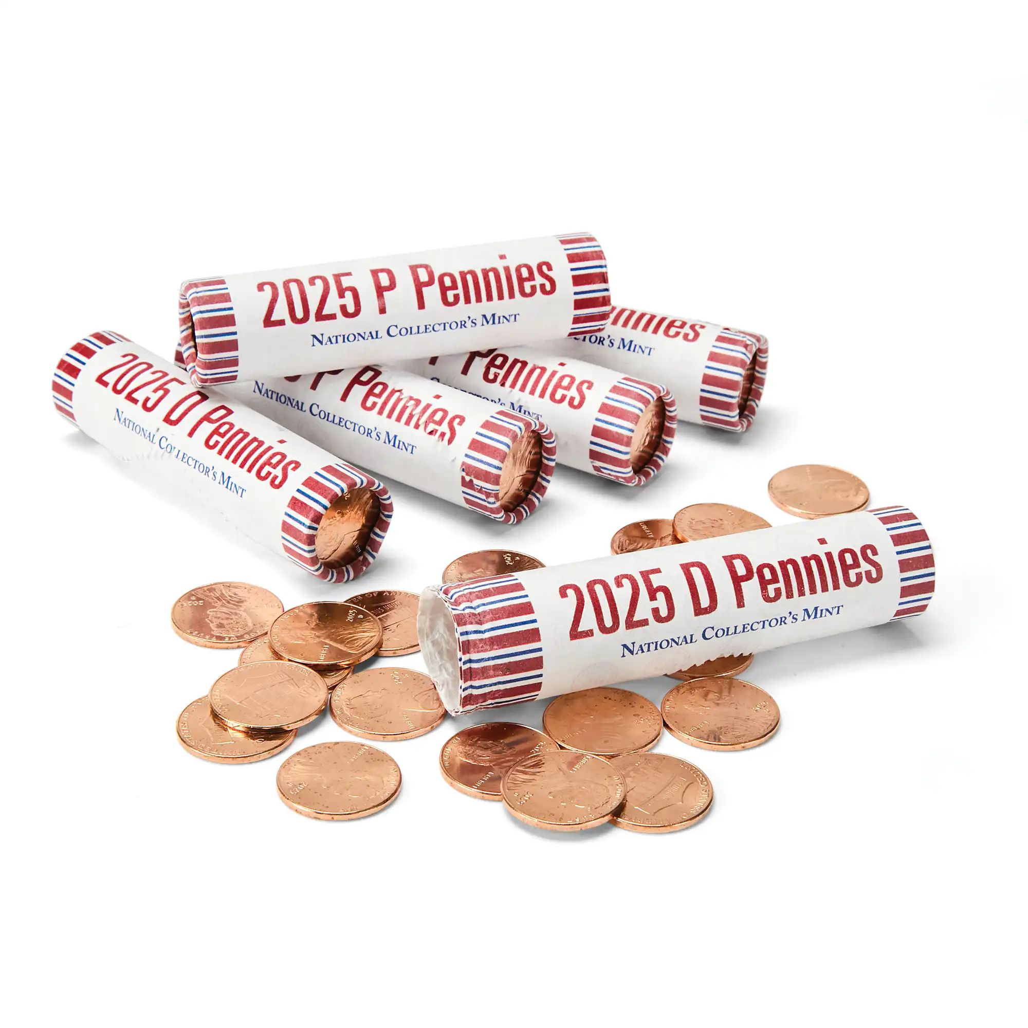 Six 50-Coin Rolls - BU 2025 Pennies
