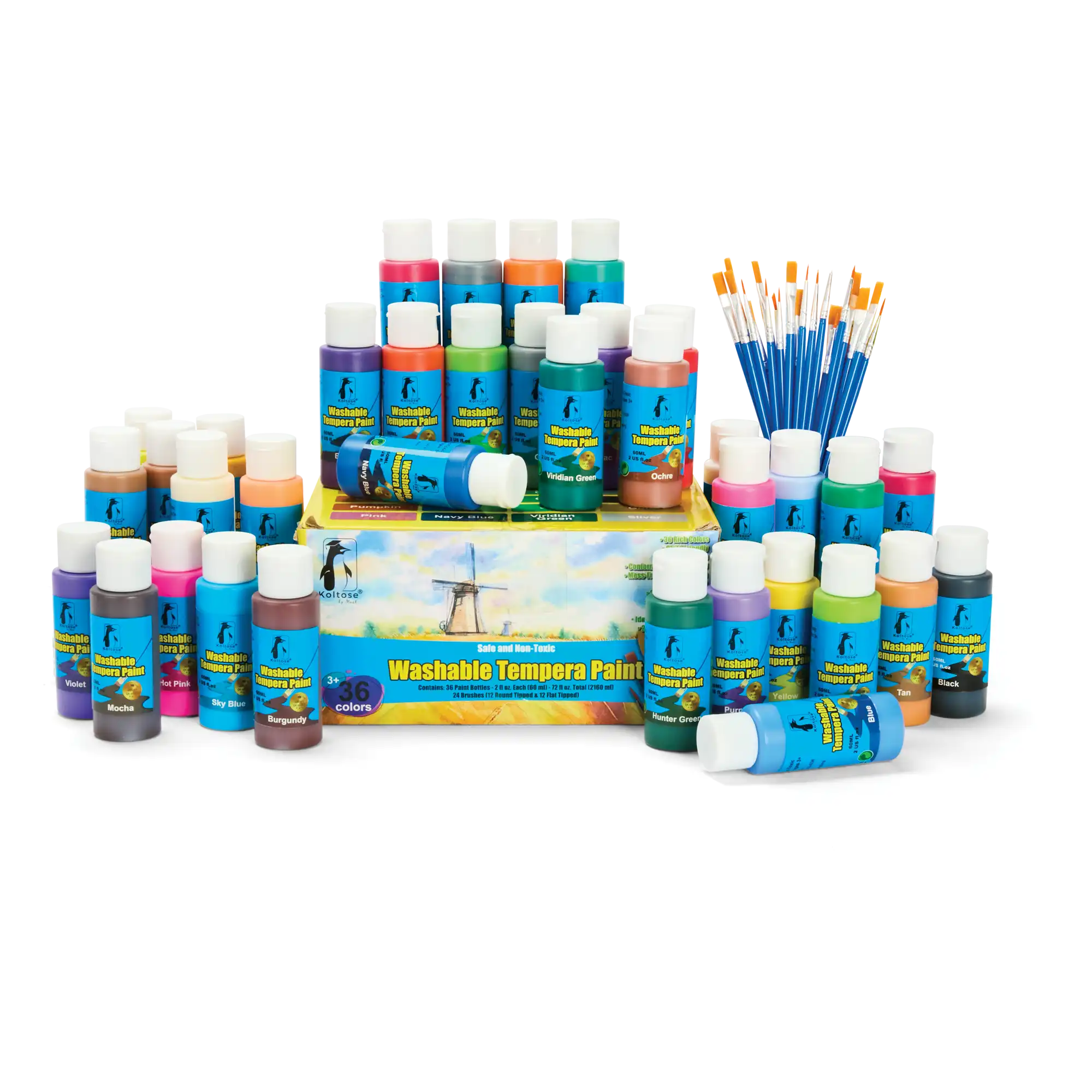 Washable Paint Kit - 36 Paint Bottles