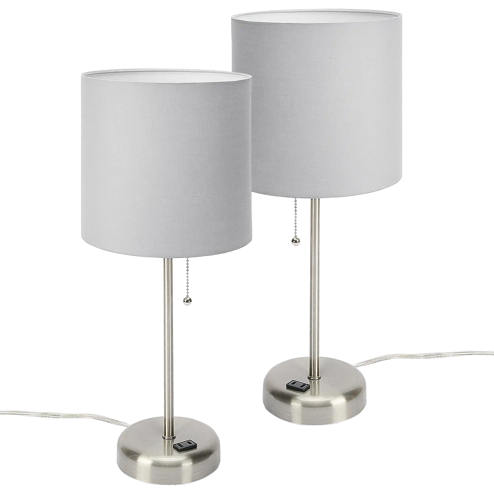19.5" Brushed Steel Table Lamp - 2 Pack